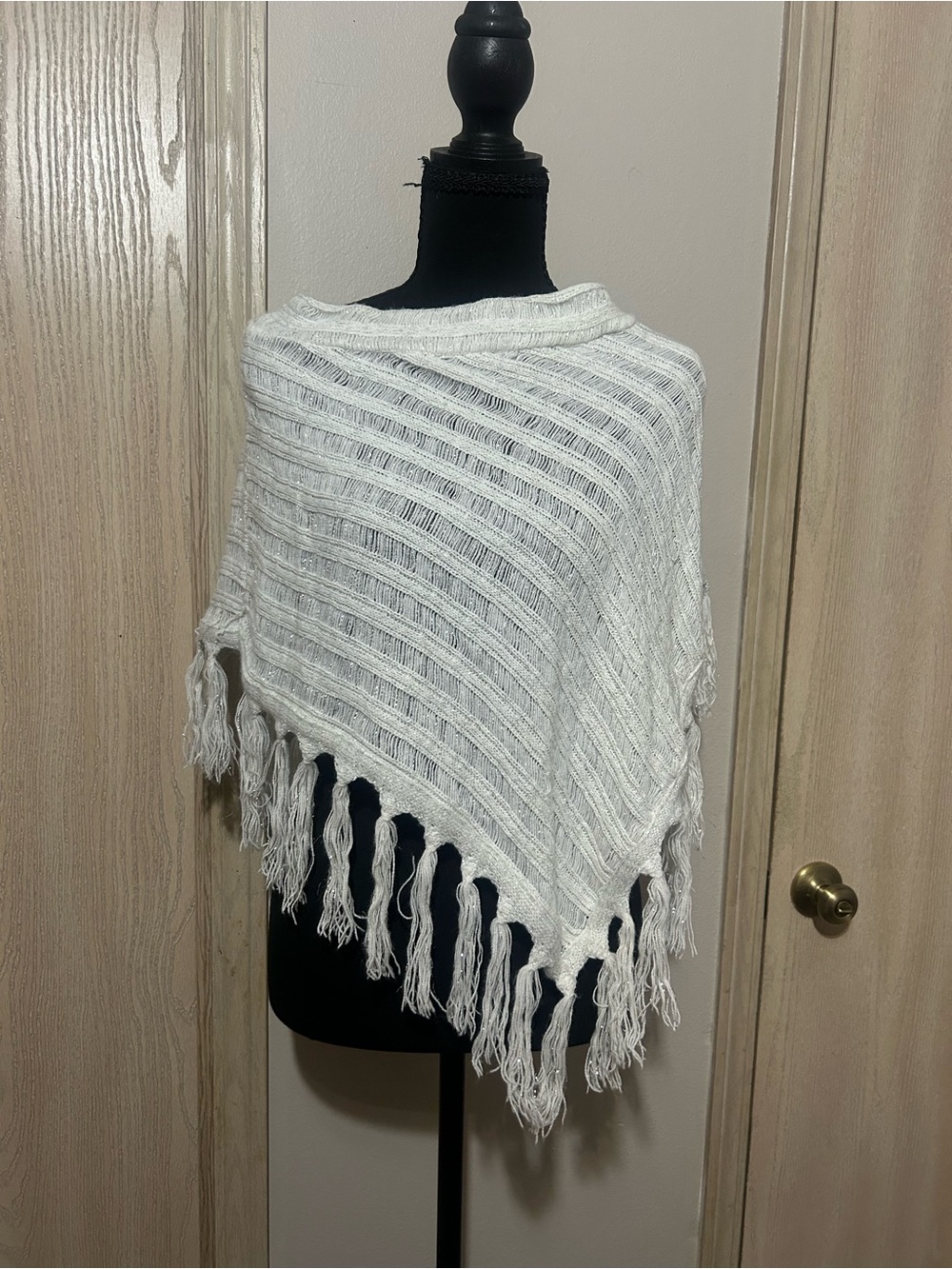 Rave White metallic poncho one size fits all